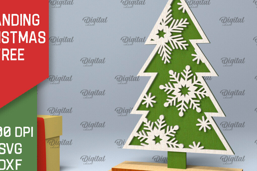 Intra απο ξύλο plywood 3mm-4mm πάχος –  κοπής με λέιζερ όρθιο χριστουγεννιάτικο δέντρο Δίασταση  20x20 cm INTRAFABR-104685262