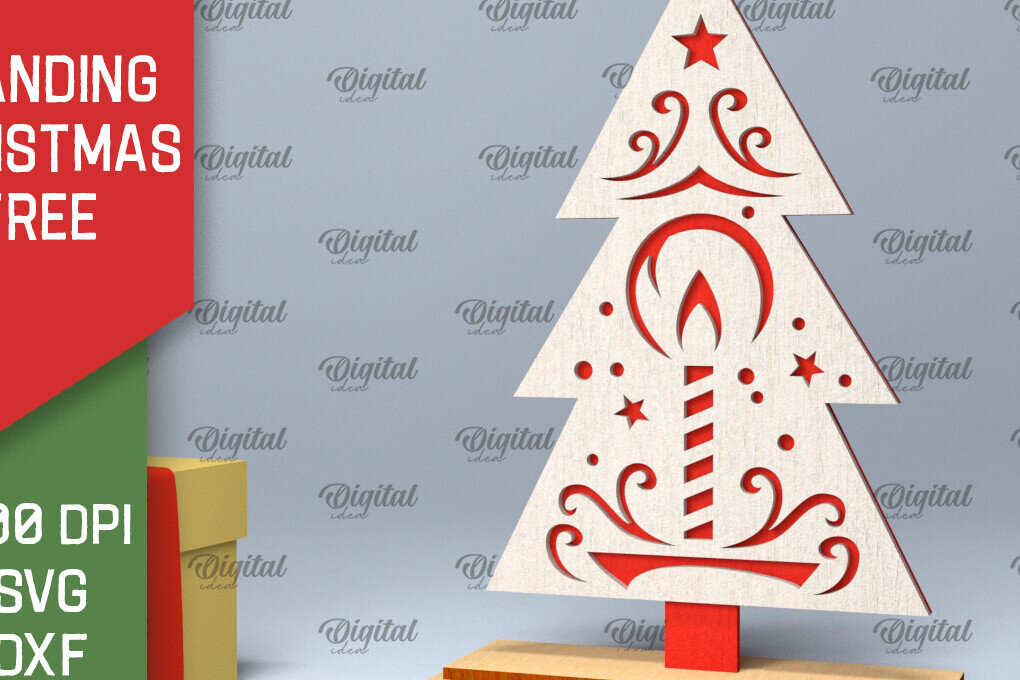 Intra απο ξύλο plywood 3mm-4mm πάχος –  κοπής με λέιζερ όρθιο χριστουγεννιάτικο δέντρο Δίασταση  20x20 cm INTRAFABR-104685273