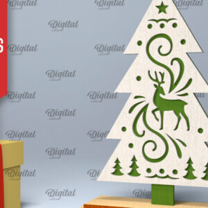 Intra απο ξύλο plywood 3mm-4mm πάχος –  κοπής με λέιζερ όρθιο χριστουγεννιάτικο δέντρο Δίασταση  20x20 cm INTRAFABR-104685298