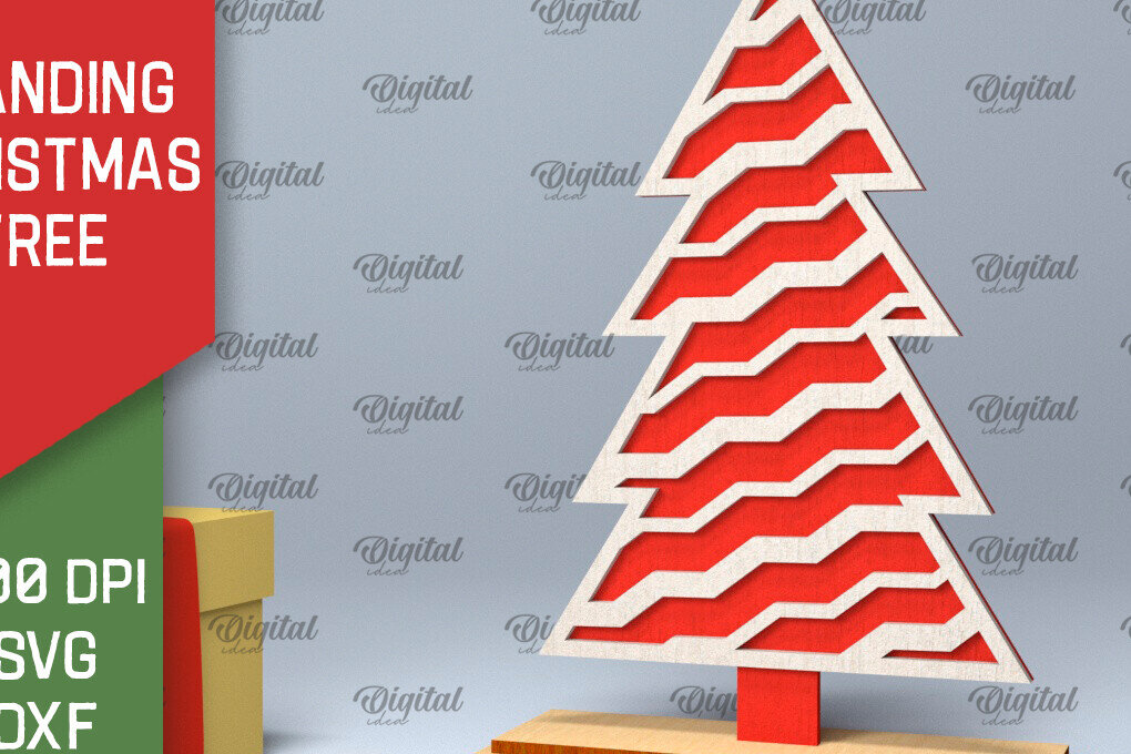 Intra απο ξύλο plywood 3mm-4mm πάχος –  κοπής με λέιζερ όρθιο χριστουγεννιάτικο δέντρο Δίασταση  20x20 cm INTRAFABR-104685134