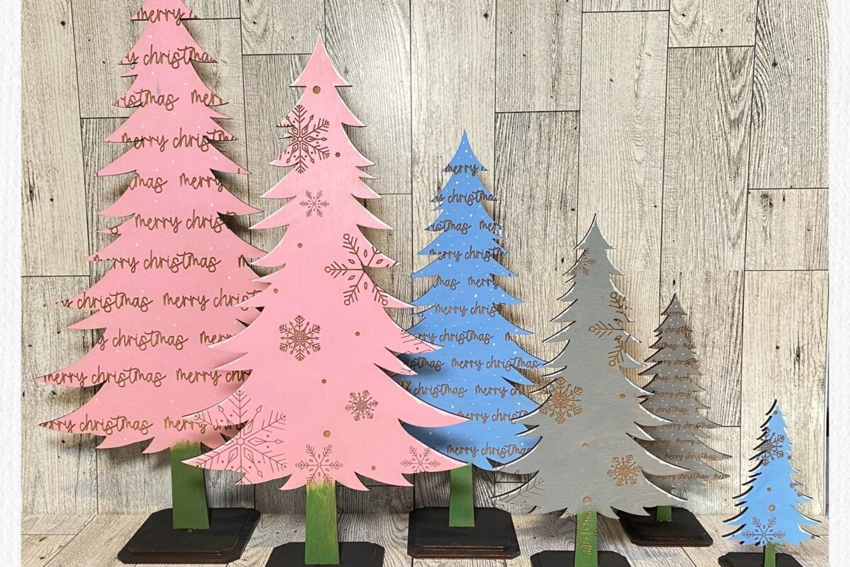 Intra απο ξύλο plywood 3mm-4mm πάχος – Μόνιμα Χριστουγεννιάτικα Δέντρα Laser Δίασταση  20x20 cm INTRAFABR-44638022