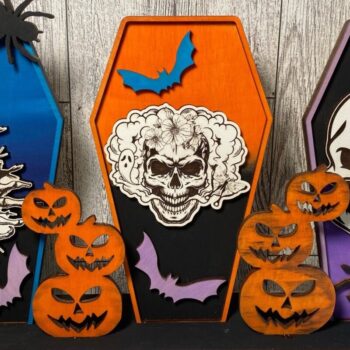 Intra απο ξύλο plywood 3mm-4mm πάχος – Standing Coffins Halloween Laser Δίασταση  20x20 cm INTRAFABR-36607133 - Image 4