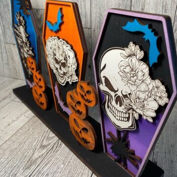 Intra απο ξύλο plywood 3mm-4mm πάχος – Standing Coffins Halloween Laser Δίασταση  20x20 cm INTRAFABR-36607133 - Image 5