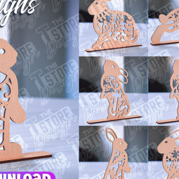 Intra απο ξύλο plywood 3mm-4mm πάχος – Στολίδια για Πασχαλινό Λαγουδάκι | CNC Δίασταση  20x20 cm INTRAFABR-88388651 - Image 1