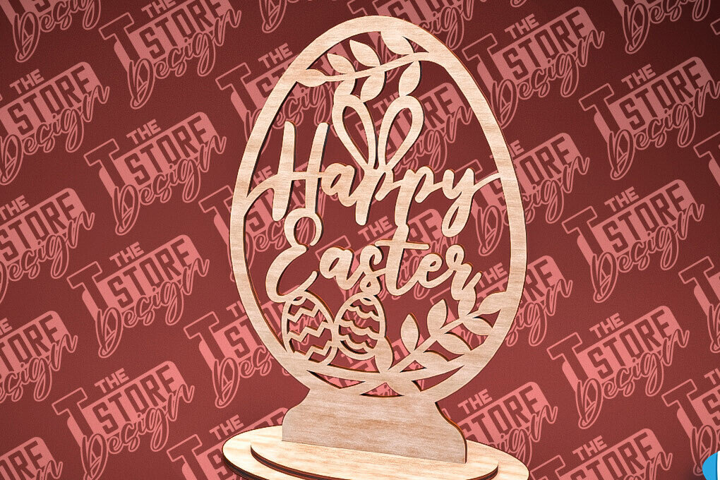 Intra απο ξύλο plywood 3mm-4mm πάχος – Στολίδια με όρθια πασχαλινά αυγά | Αρχείο CNC Δίασταση  20x20 cm INTRAFABR-88218263