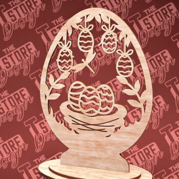 Intra απο ξύλο plywood 3mm-4mm πάχος – Στολίδια με όρθια πασχαλινά αυγά | Αρχείο CNC Δίασταση  20x20 cm INTRAFABR-88218277 - Image 1