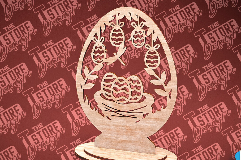 Intra απο ξύλο plywood 3mm-4mm πάχος – Στολίδια με όρθια πασχαλινά αυγά | Αρχείο CNC Δίασταση  20x20 cm INTRAFABR-88218277