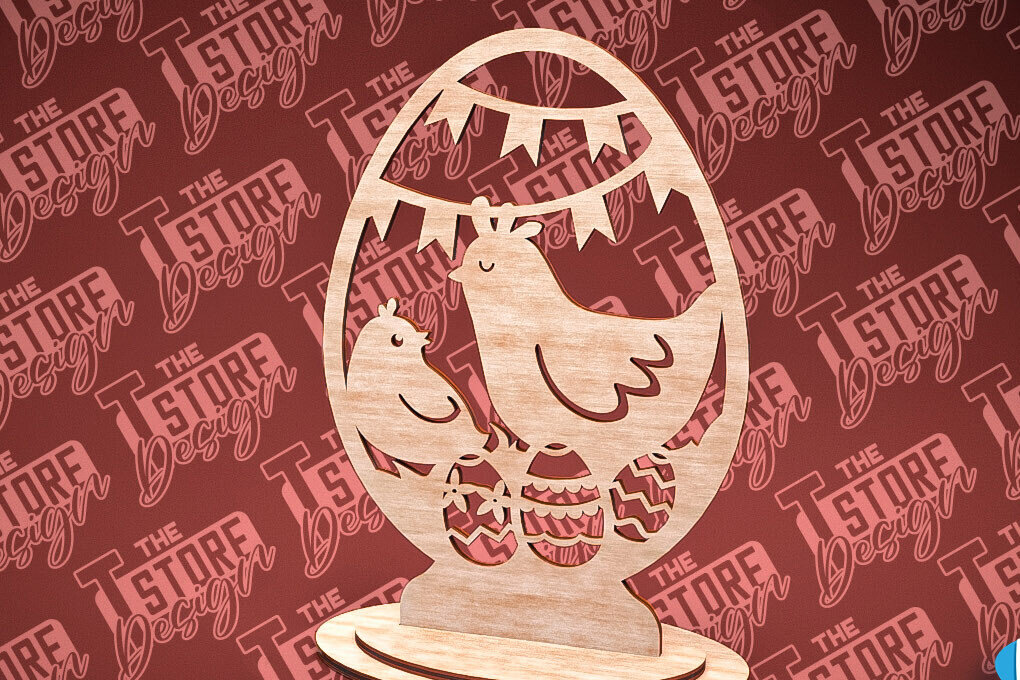 Intra απο ξύλο plywood 3mm-4mm πάχος – Στολίδια με όρθια πασχαλινά αυγά | Αρχείο CNC Δίασταση  20x20 cm INTRAFABR-88218617