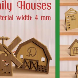 Intra απο ξύλο plywood 3mm-4mm πάχος – Μόνιμη δέσμη οικογενειακού σπιτιού Κόψιμο με λέιζερ Δίασταση  20x20 cm INTRAFABR-80963138