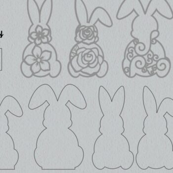 Intra απο ξύλο plywood 3mm-4mm πάχος – Πακέτο Standing Floral Bunnies με 3 Δίασταση  20x20 cm INTRAFABR-27183878 - Image 2