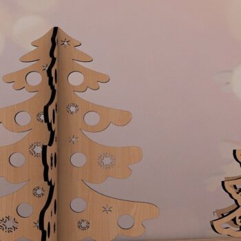 Intra απο ξύλο plywood 3mm-4mm πάχος – Χριστουγεννιάτικο χριστουγεννιάτικο ντεκόρ Standing Noel Trees Δίασταση  20x20 cm INTRAFABR-43560906 - Image 3