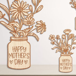 Intra απο ξύλο plywood 3mm-4mm πάχος – Κόψιμο αρχείου Standing Pot Flowers for Mom Δίασταση 20x20 cm INTRAFABR-93148722