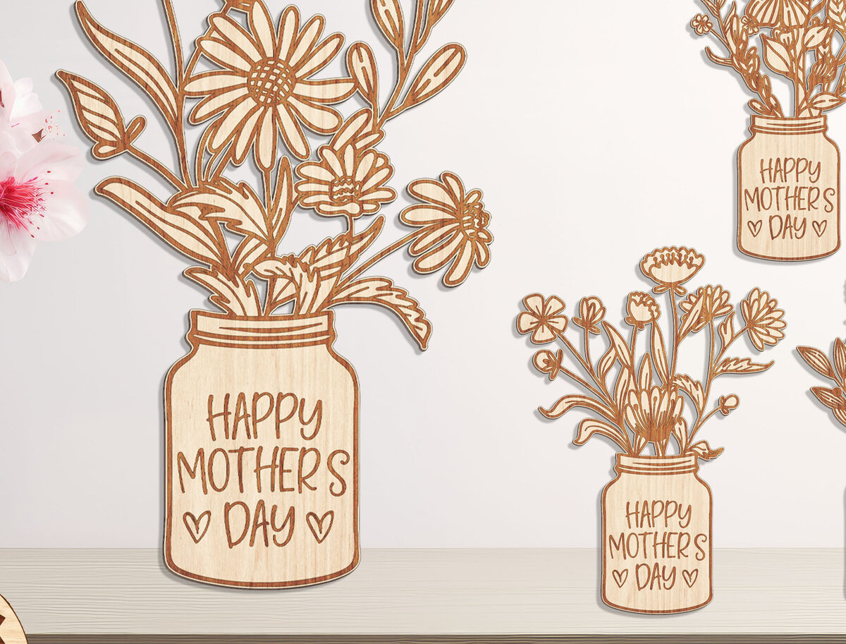 Intra απο ξύλο plywood 3mm-4mm πάχος – Κόψιμο αρχείου Standing Pot Flowers for Mom Δίασταση  20x20 cm INTRAFABR-93148722