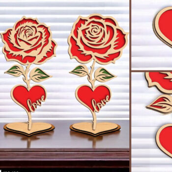 Intra απο ξύλο plywood 3mm-4mm πάχος – Λίμα κοπής με λέιζερ στολίδι μόνιμου τριαντάφυλλου Δίασταση  20x20 cm INTRAFABR-122328002 - Image 1