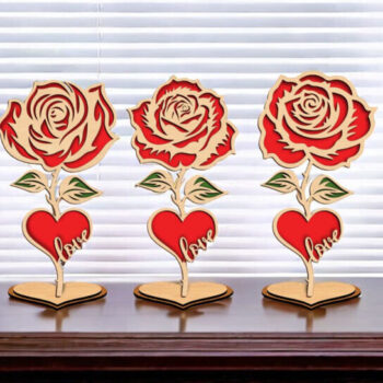 Intra απο ξύλο plywood 3mm-4mm πάχος – Λίμα κοπής με λέιζερ στολίδι μόνιμου τριαντάφυλλου Δίασταση  20x20 cm INTRAFABR-122328002 - Image 2