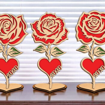 Intra απο ξύλο plywood 3mm-4mm πάχος – Λίμα κοπής με λέιζερ στολίδι μόνιμου τριαντάφυλλου Δίασταση  20x20 cm INTRAFABR-122328002 - Image 3