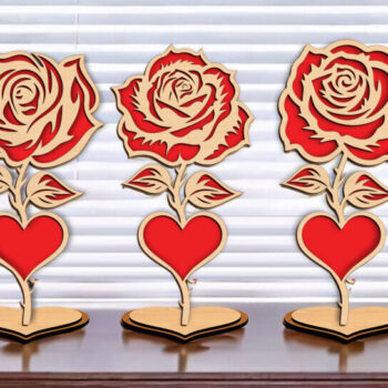 Intra απο ξύλο plywood 3mm-4mm πάχος – Λίμα κοπής με λέιζερ στολίδι μόνιμου τριαντάφυλλου Δίασταση  20x20 cm INTRAFABR-122328002 - Image 4