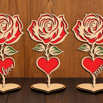 Intra απο ξύλο plywood 3mm-4mm πάχος – Λίμα κοπής με λέιζερ στολίδι μόνιμου τριαντάφυλλου Δίασταση  20x20 cm INTRAFABR-122328002 - Image 5