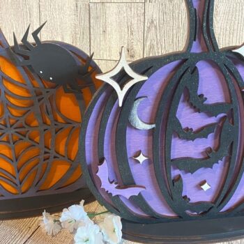 Intra απο ξύλο plywood 3mm-4mm πάχος – Standing Spooky Pumpkin Duo Laser Δίασταση  20x20 cm INTRAFABR-35110400 - Image 2