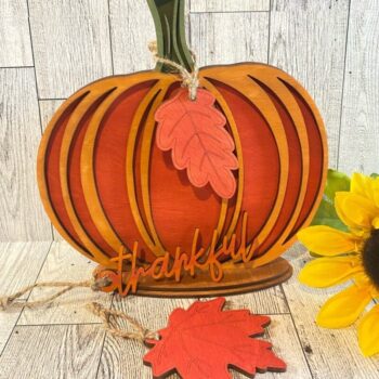 Intra απο ξύλο plywood 3mm-4mm πάχος – Standing Thankful Pumpkin Laser Δίασταση  20x20 cm INTRAFABR-35110355 - Image 2