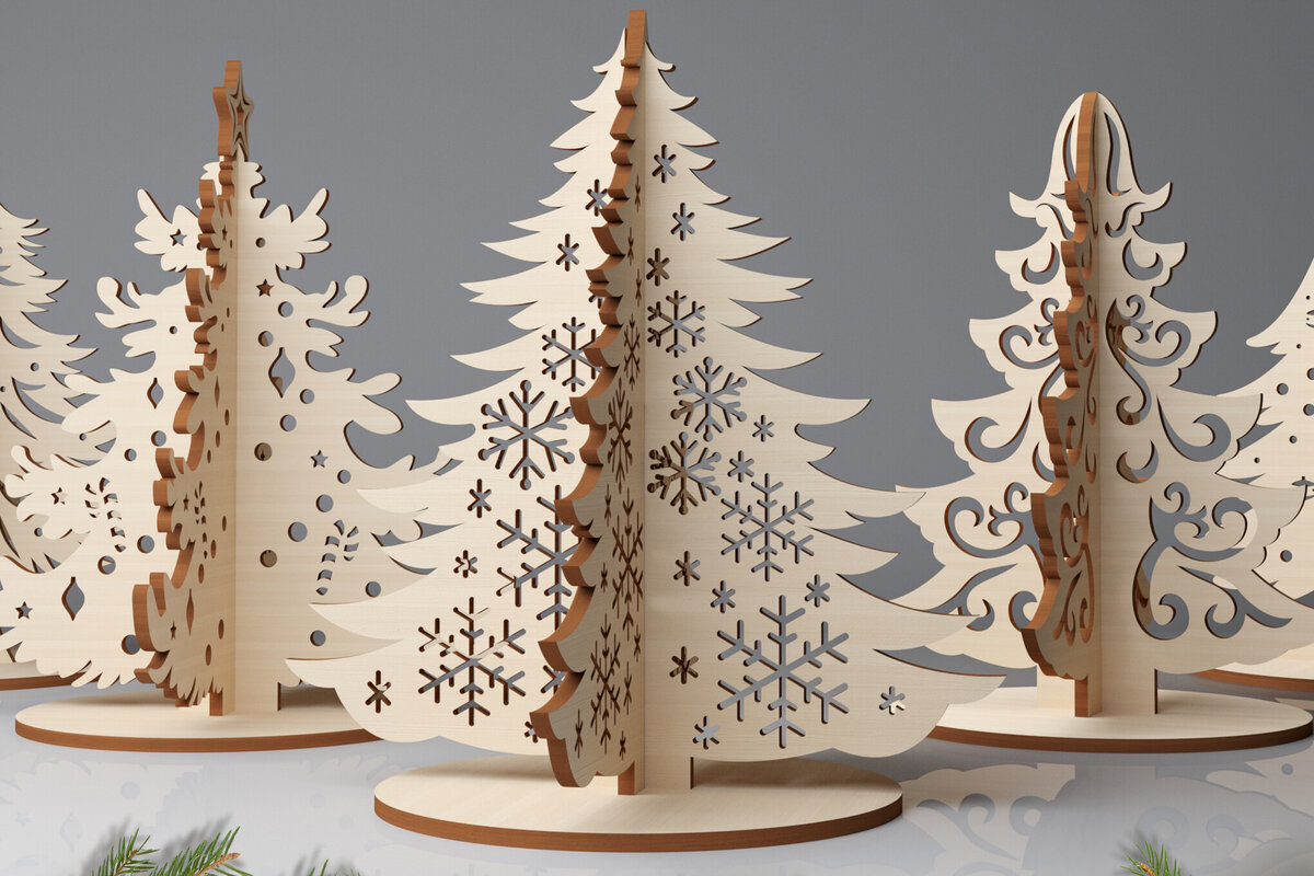 Intra απο ξύλο plywood 3mm-4mm πάχος – Δέσμη λέιζερ Standing Trees Δίασταση  20x20 cm INTRAFABR-80292344