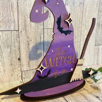 Intra απο ξύλο plywood 3mm-4mm πάχος – Standing Witch Hat και Moon Laser Δίασταση 20x20 cm INTRAFABR-35110422 - Image 2