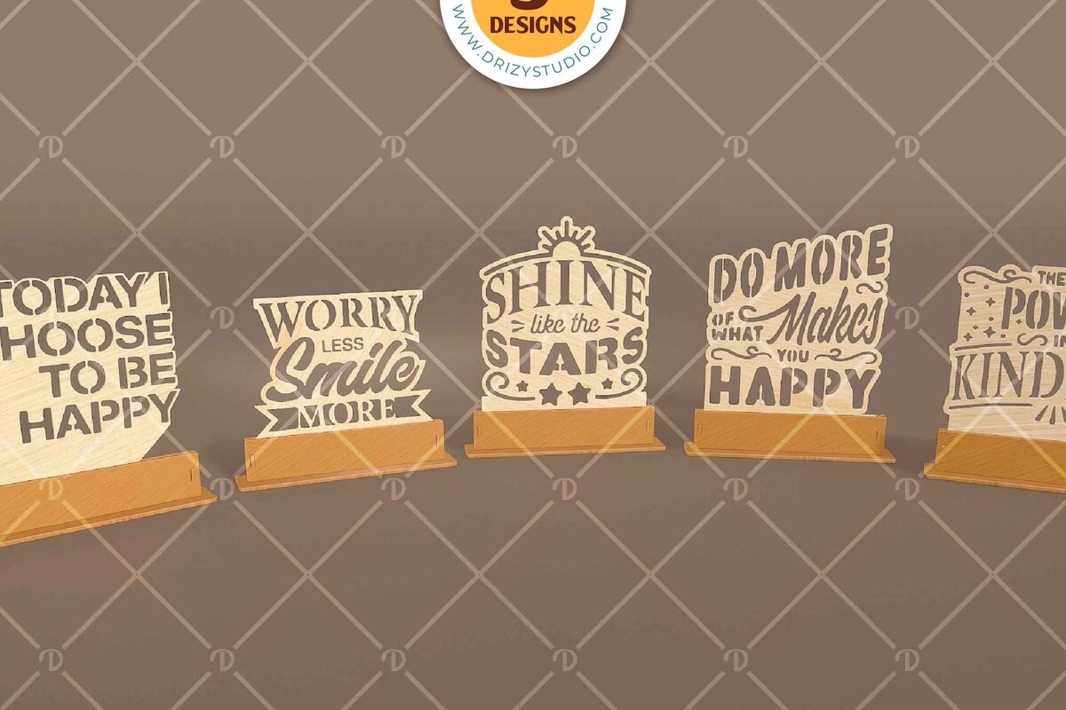 Intra απο ξύλο plywood 3mm-4mm πάχος – Σετ οθόνης Standing Word των 5 Δίασταση  20x20 cm INTRAFABR-120010028