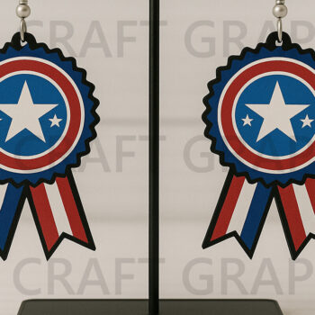 Intra απο ξύλο plywood 3mm-4mm πάχος – Star Award Ribbon Earrings Δίασταση  5x5 cm INTRAFABR-122737856 - Image 1