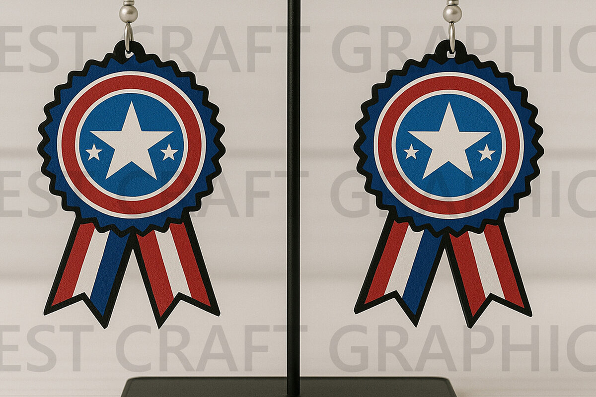 Intra απο ξύλο plywood 3mm-4mm πάχος – Star Award Ribbon Earrings Δίασταση  5x5 cm INTRAFABR-122737856
