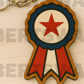 Intra απο ξύλο plywood 3mm-4mm πάχος – Star Badge Μπρελόκ με λέιζερ Δίασταση  5x5 cm INTRAFABR-122880594 - Image 1