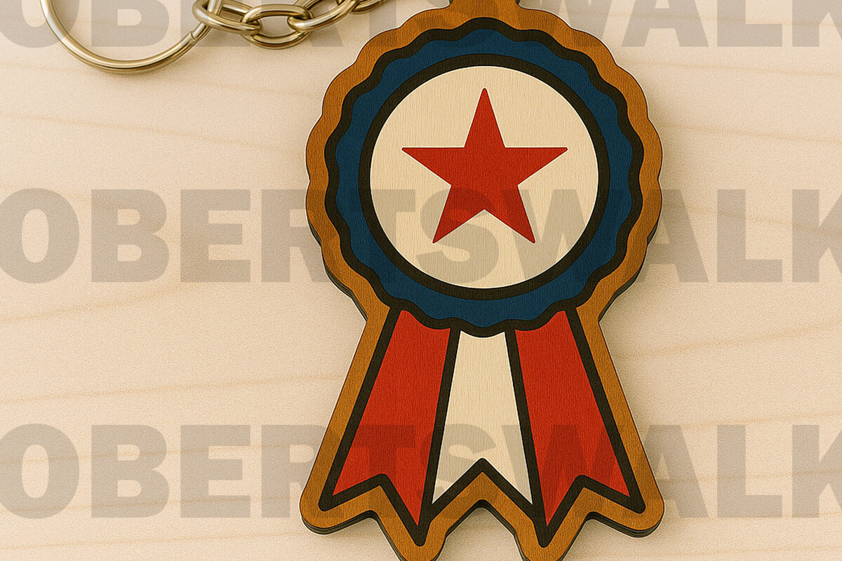 Intra απο ξύλο plywood 3mm-4mm πάχος – Star Badge Μπρελόκ με λέιζερ Δίασταση  5x5 cm INTRAFABR-122880594
