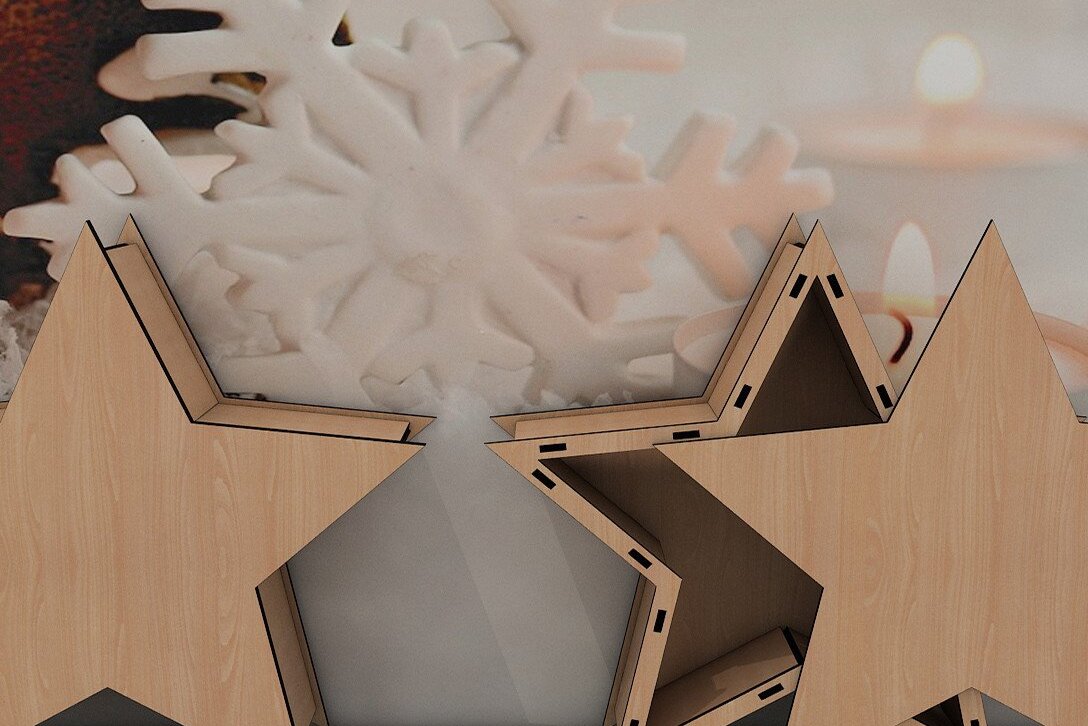 Intra απο ξύλο plywood 3mm-4mm πάχος – Star Box Files / Glowforge Δίασταση  20x20 cm INTRAFABR-43561195