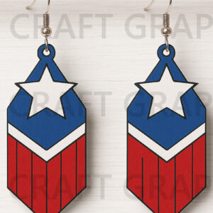 Intra απο ξύλο plywood 3mm-4mm πάχος – Σκουλαρίκια Star Chevron USA Δίασταση  5x5 cm INTRAFABR-122656542