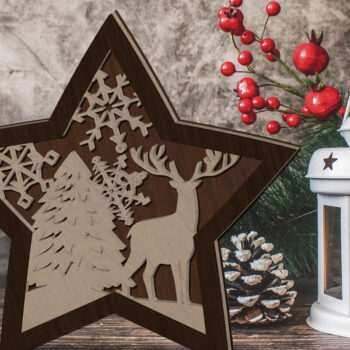 Intra απο ξύλο plywood 3mm-4mm πάχος – Χριστουγεννιάτικο στολίδι αστεριών, κομμένο πρότυπο Δίασταση  20x20 cm INTRAFABR-85268978 - Image 1