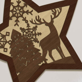 Intra απο ξύλο plywood 3mm-4mm πάχος – Χριστουγεννιάτικο στολίδι αστεριών, κομμένο πρότυπο Δίασταση  20x20 cm INTRAFABR-85268978 - Image 2