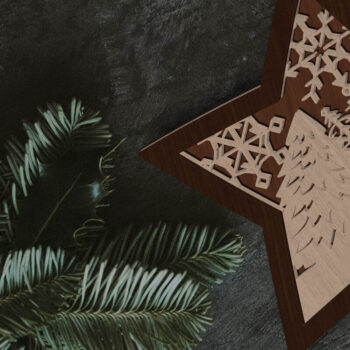 Intra απο ξύλο plywood 3mm-4mm πάχος – Χριστουγεννιάτικο στολίδι αστεριών, κομμένο πρότυπο Δίασταση  20x20 cm INTRAFABR-85268978 - Image 3