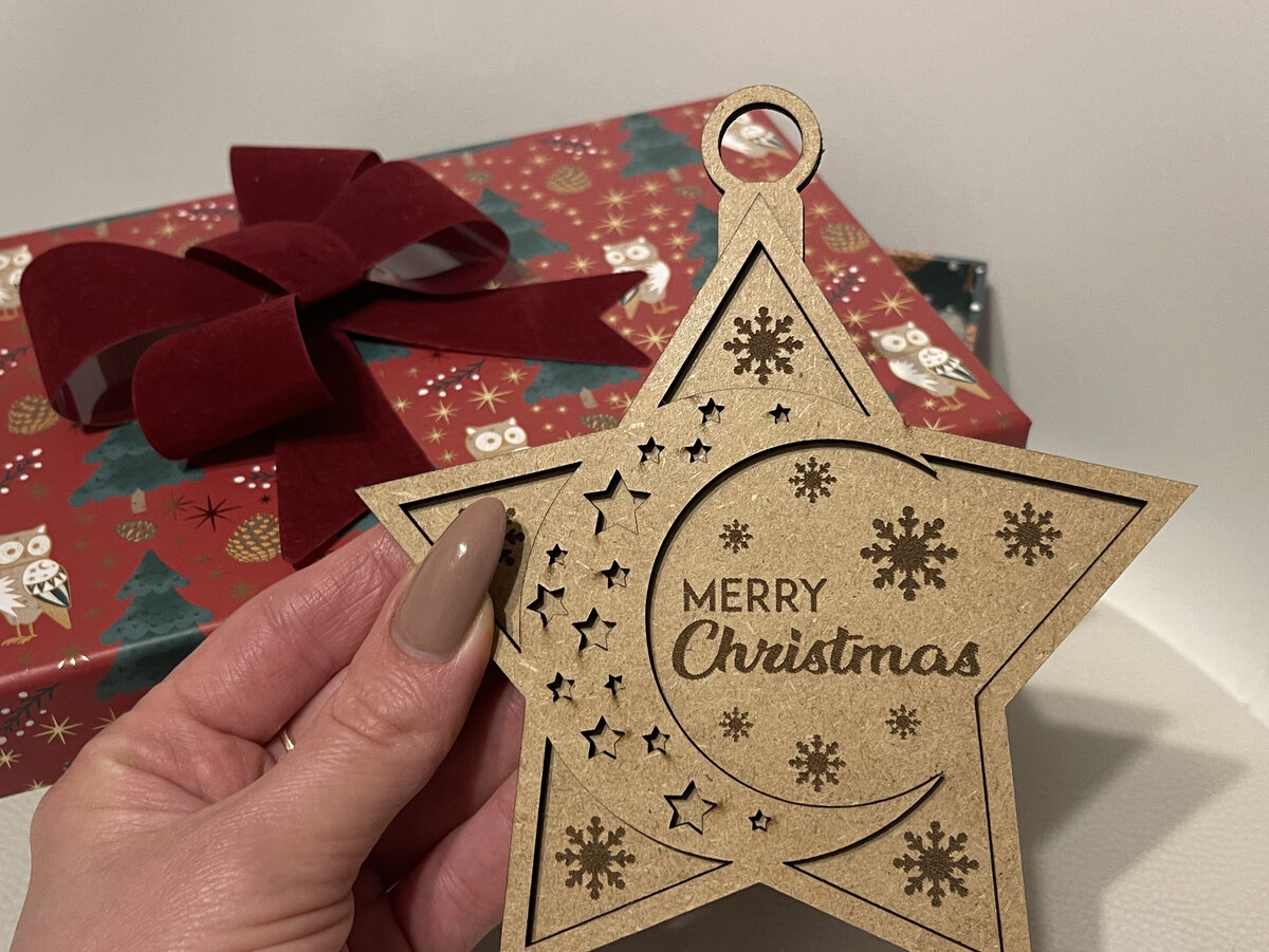 Intra απο ξύλο plywood 3mm-4mm πάχος – Αστέρι - Χριστουγεννιάτικο Στολίδι Δίασταση  20x20 cm INTRAFABR-108093537