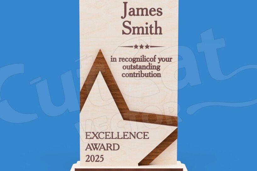 Intra απο ξύλο plywood 3mm-4mm πάχος – Αρχεία προτύπου τρόπαιο αποκοπής αστεριών Δίασταση  20x20 cm INTRAFABR-123677688