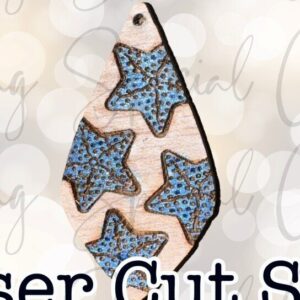 Intra απο ξύλο plywood 3mm-4mm πάχος – Σκουλαρίκια Star Fish Tear Drop Δίασταση  5x5 cm INTRAFABR-93907835