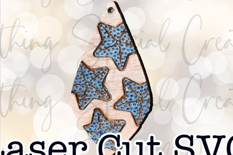 Intra απο ξύλο plywood 3mm-4mm πάχος – Σκουλαρίκια Star Fish Tear Drop Δίασταση  5x5 cm INTRAFABR-93907835