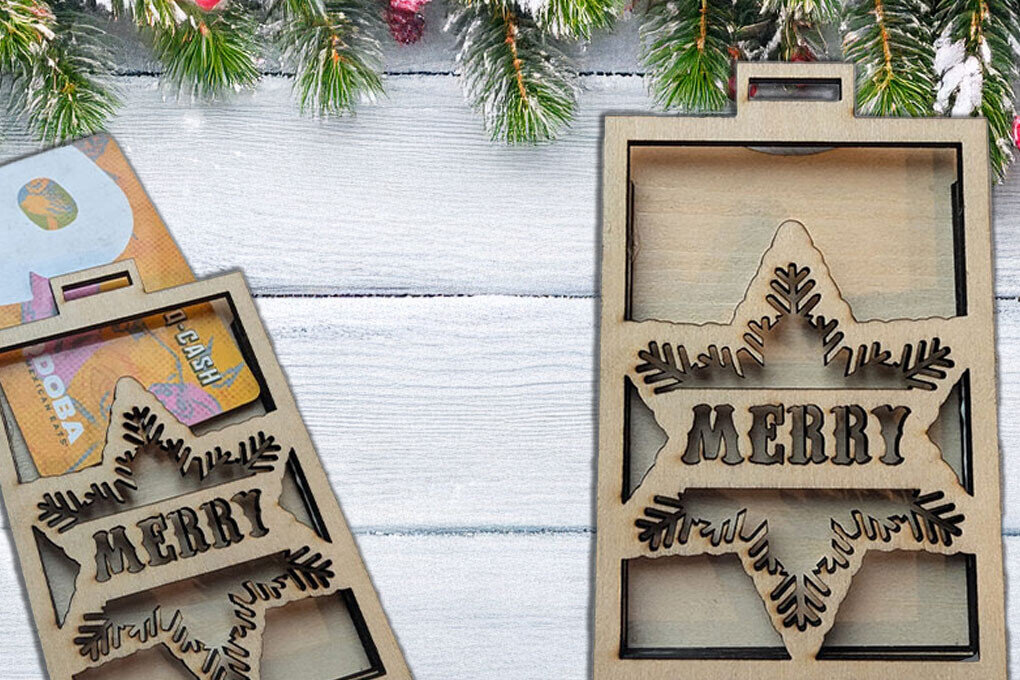 Intra απο ξύλο plywood 3mm-4mm πάχος – Θήκη δώρου κάρτας Star Αρχείο κοπής με λέιζερ Δίασταση  20x20 cm INTRAFABR-111097463