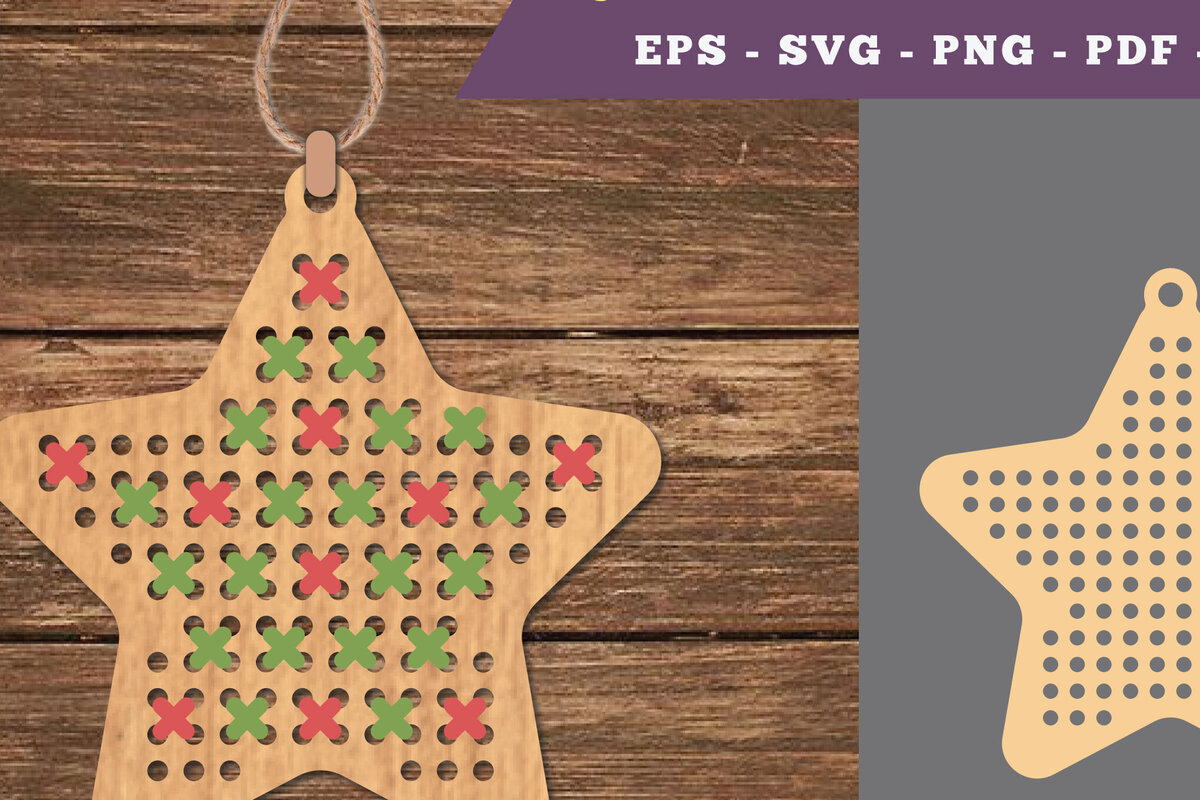 Intra απο ξύλο plywood 3mm-4mm πάχος – Star Cross Stitch Δίασταση  20x20 cm INTRAFABR-106690739