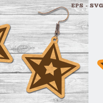 Intra απο ξύλο plywood 3mm-4mm πάχος – Σκουλαρίκια Star Δίασταση  5x5 cm INTRAFABR-107201837 - Image 1