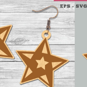 Intra απο ξύλο plywood 3mm-4mm πάχος – Σκουλαρίκια Star Δίασταση  5x5 cm INTRAFABR-106401539