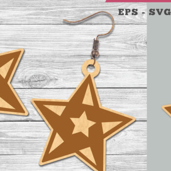 Intra απο ξύλο plywood 3mm-4mm πάχος – Σκουλαρίκια Star Δίασταση  5x5 cm INTRAFABR-106401539 - Image 1