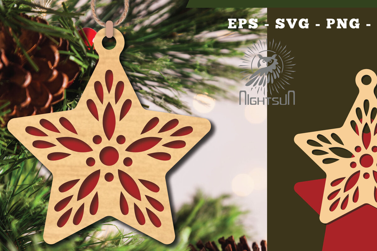 Intra απο ξύλο plywood 3mm-4mm πάχος – Στολίδι Star 1 Δίασταση  20x20 cm INTRAFABR-112131652