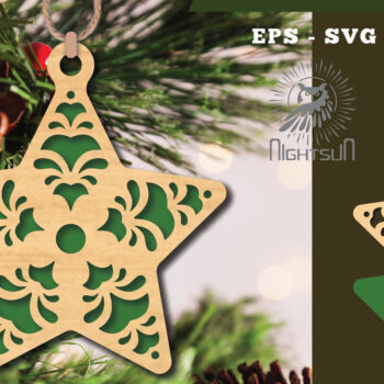 Intra απο ξύλο plywood 3mm-4mm πάχος – Στολίδι Star 2 Δίασταση  20x20 cm INTRAFABR-112131664 - Image 1