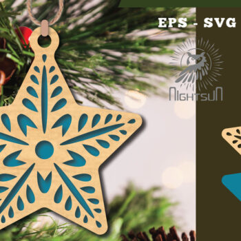 Intra απο ξύλο plywood 3mm-4mm πάχος – Στολίδι Star 3 Δίασταση  20x20 cm INTRAFABR-112131682 - Image 1