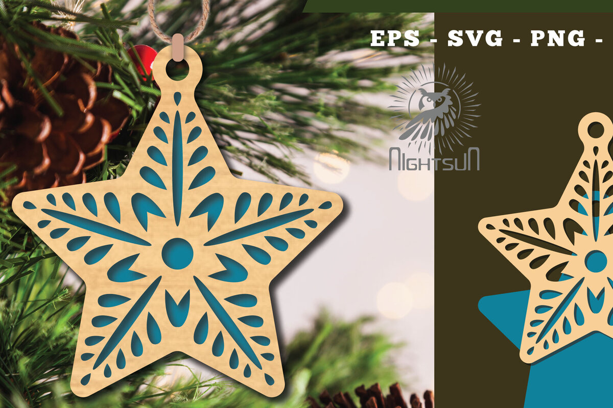 Intra απο ξύλο plywood 3mm-4mm πάχος – Στολίδι Star 3 Δίασταση  20x20 cm INTRAFABR-112131682