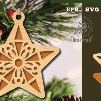 Intra απο ξύλο plywood 3mm-4mm πάχος – Στολίδι Star 4 Δίασταση  20x20 cm INTRAFABR-112131700 - Image 1